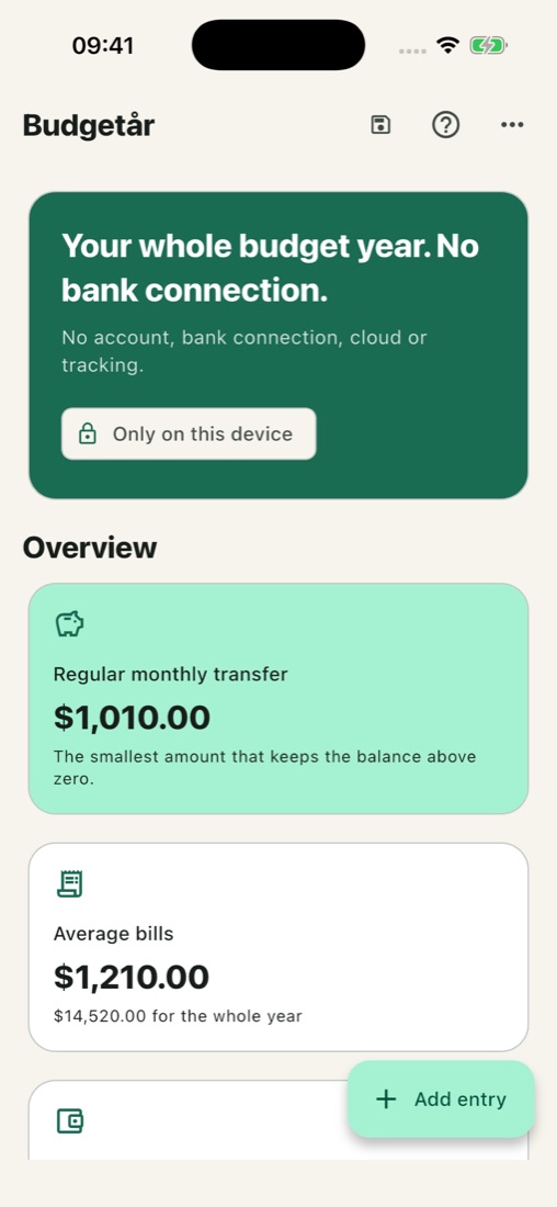 Year overview in Budgetår (English interface)